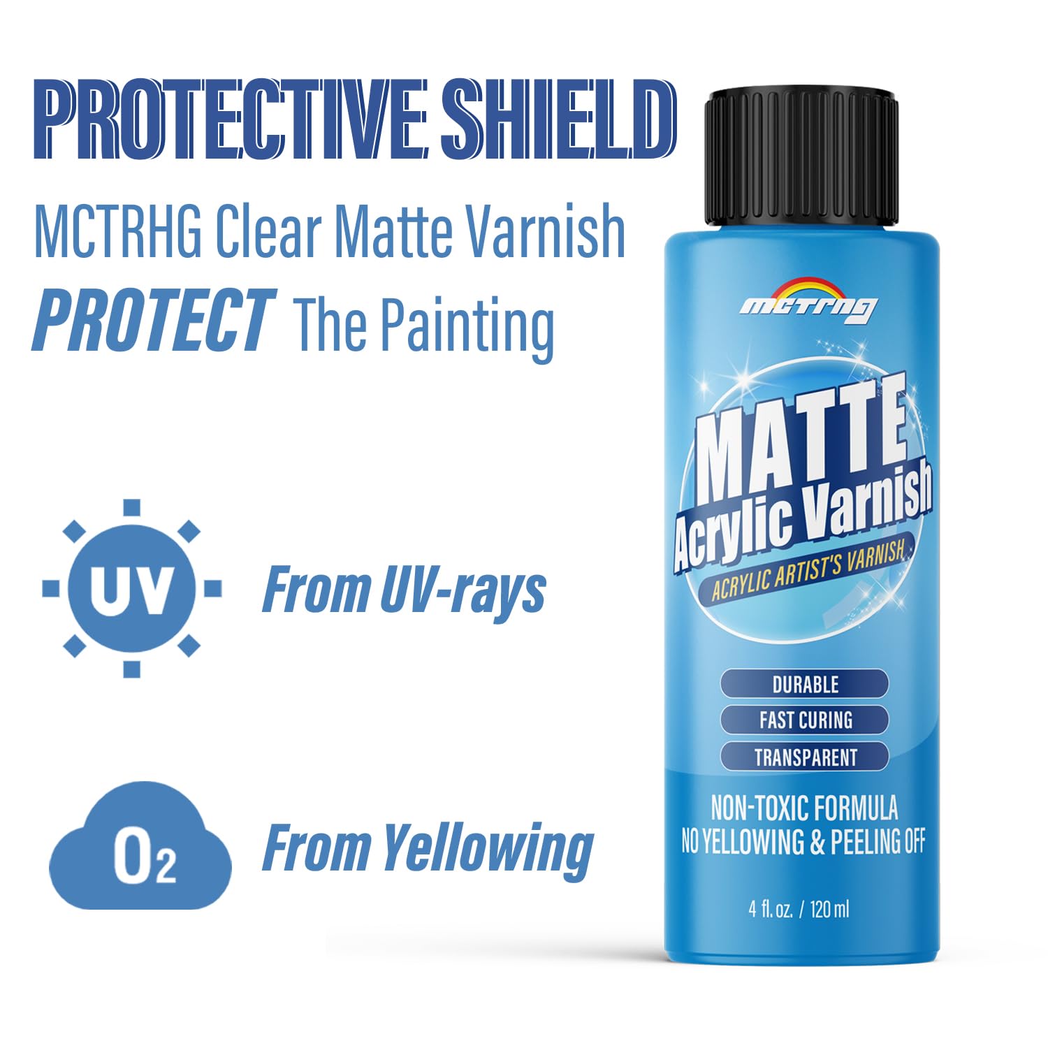 Matte Varnish for Acrylic Painting, Artist's Acrylic Varnish, Non-Yellowing, Non-Toxic, Anti-Crazing, Satin & Matte Finish, for Artwork, Acrylics Paint, Suitable for Pro Artists, Hobby Painter