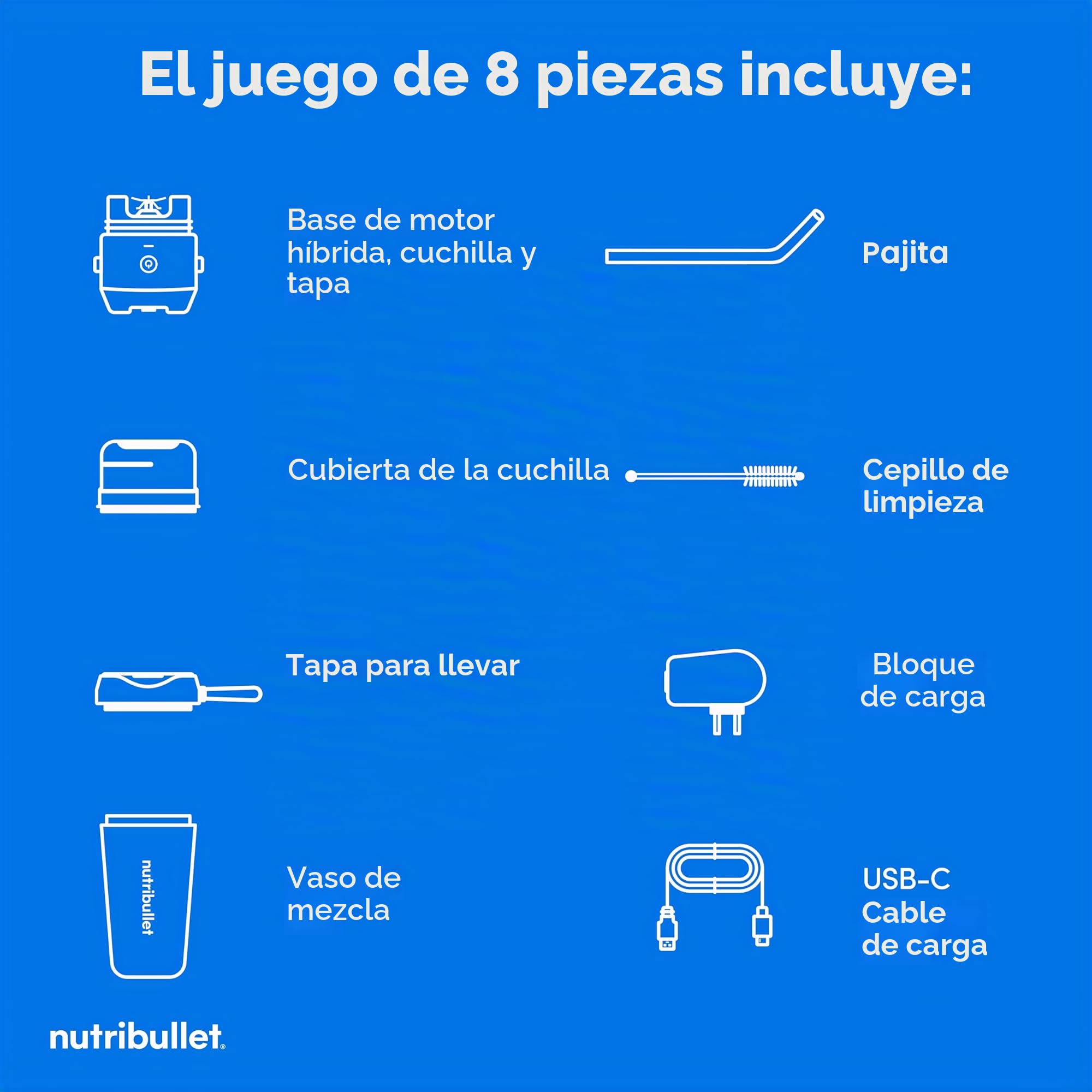 nutribullet Licuadora portátil Flip con taza aislada, índigo mate, NBPB50350IND
