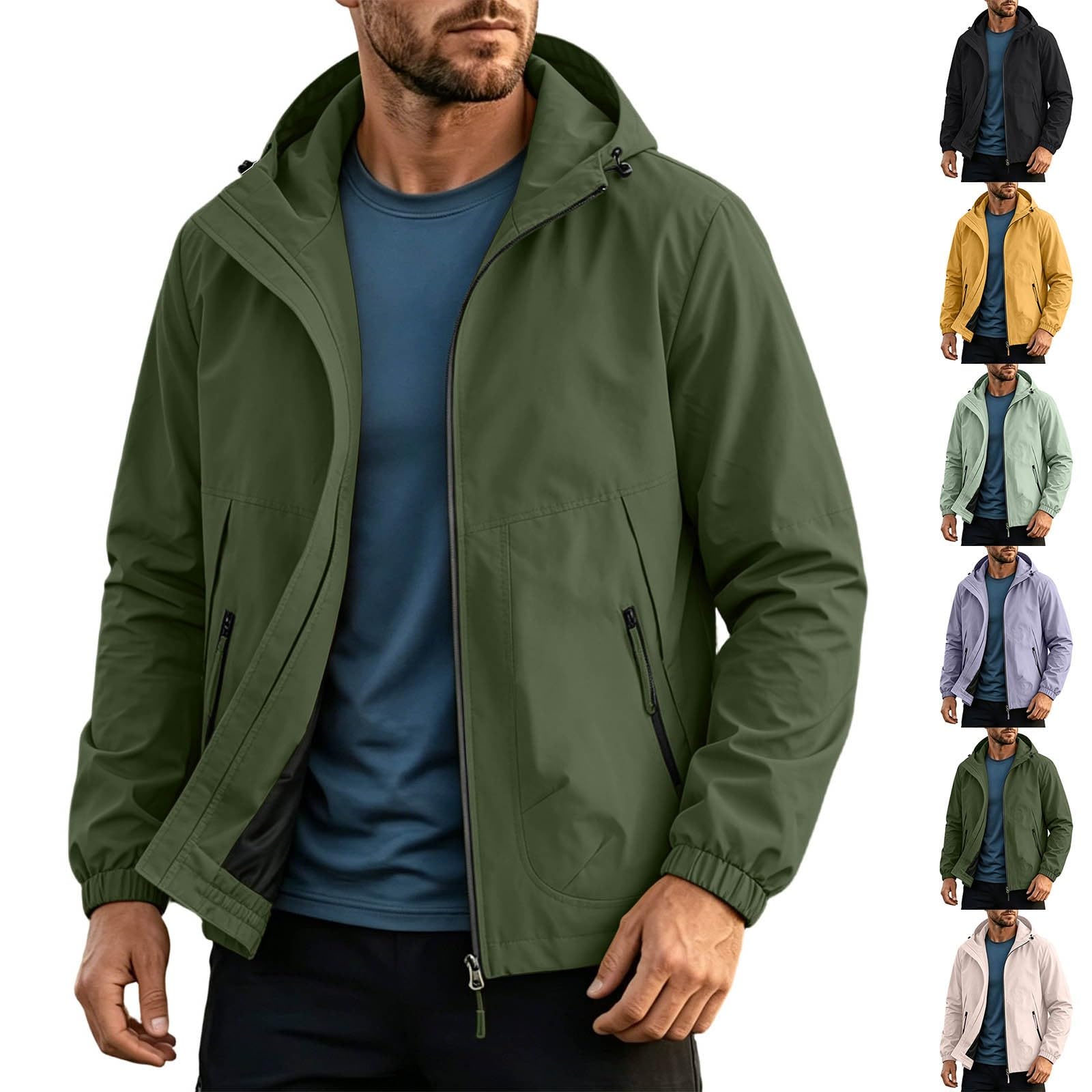 Regenjacke Herren Wasserdicht Fahrradjacke Wanderjacke Windjacke mit Kapuze