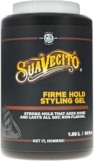 Suavecito Firme (Strong) Hold Styling Hair Gel 64 oz Tub - Original Scent, High Shine - Alcohol Free - Won't Dry or Flake, Lasts All Day, Works On All Hair Types And Textures