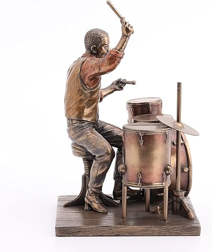 Miniatura 4 de Veronese Design Figura de resina de baterista de jazz de 8 pulgadas, estatua con acabado de bronce