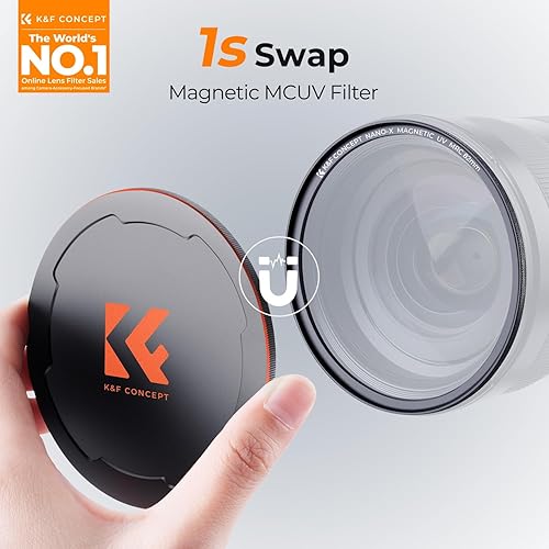 Miniatura 2 de K&F Concept Filtro magnético de protección de lente UV MC de 2.638 in + tapa de filtro de lente con 28 recubrimientos multicapa, resistente al agua