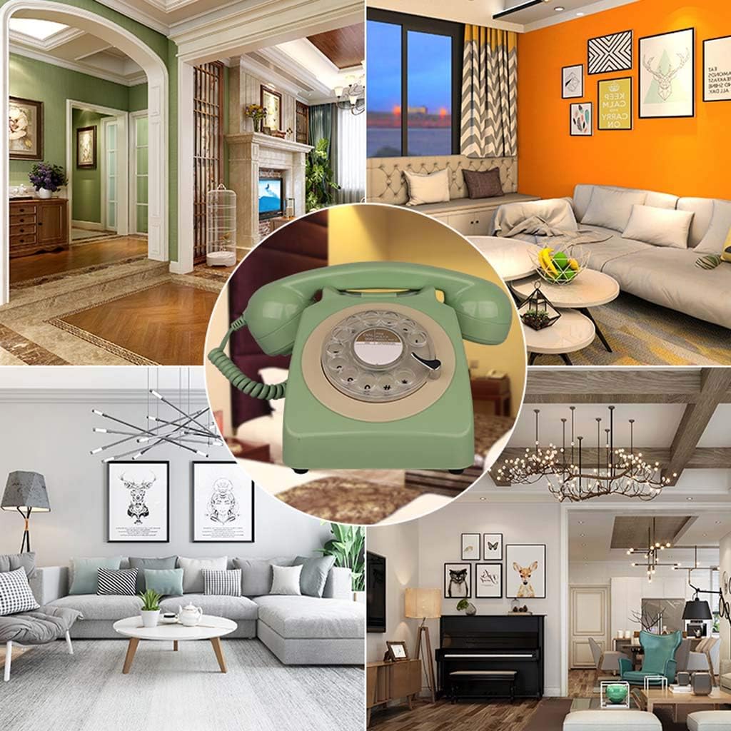 Qdid Designer Retro Phone/Rotary Dial Telephone/Retro Style Phone/Vintage Telephone/Classic Desk Phone with Rotary Dialler (Color : Green)