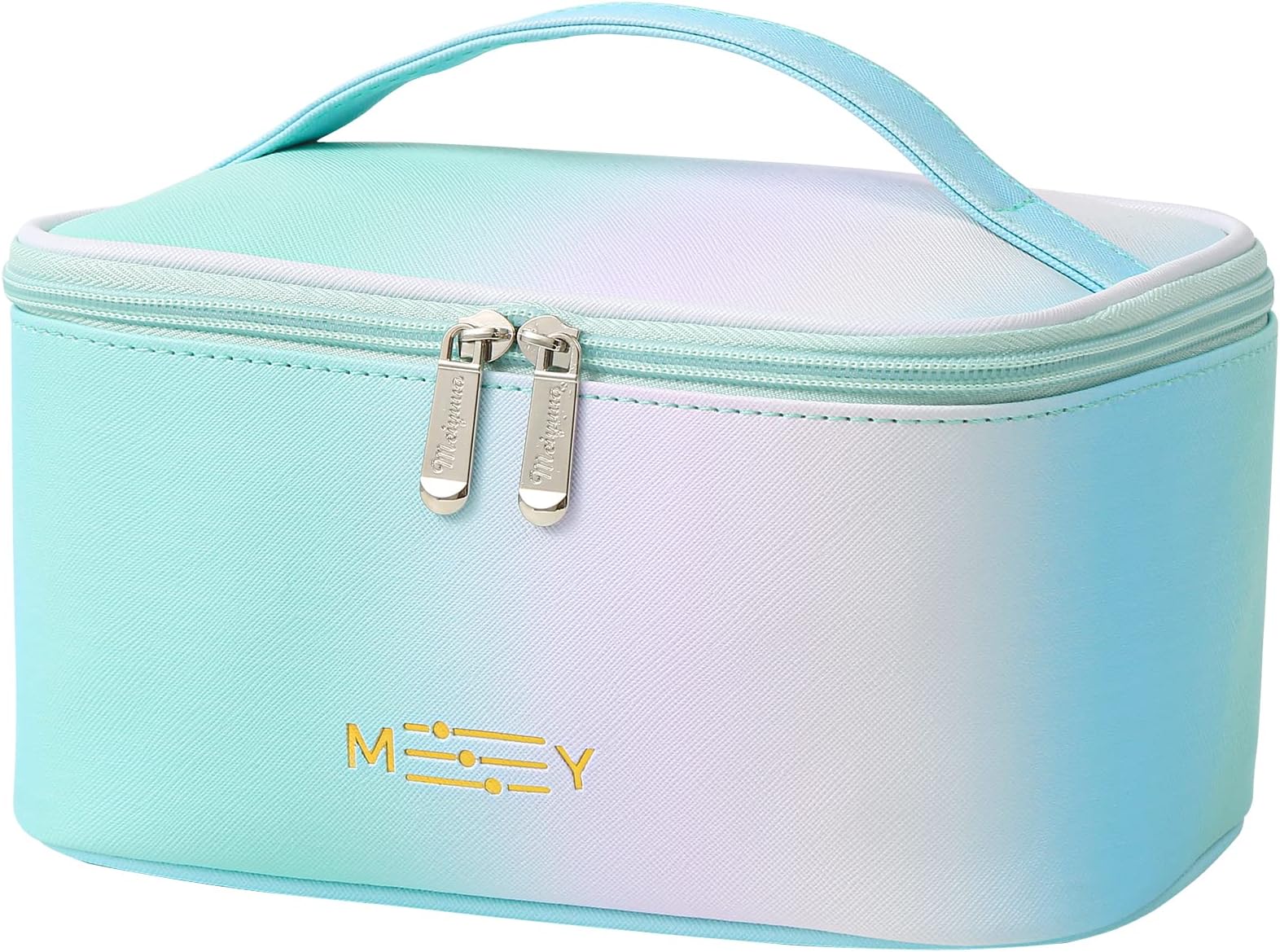 Makeup Bag Large Cosmetic Bags for Women Girls Cute Travel Zipper Pouch Toiletry Organizer for Beauty Essentials Waterproof (Gradient Rainbow Green)
