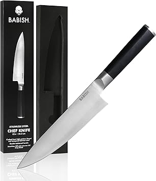 Babish 8-Inch Chef Knife High-Carbon German 1.4116 Steel Kitchen Knife Professional Cutlery for Precise Slicing and Chopping
