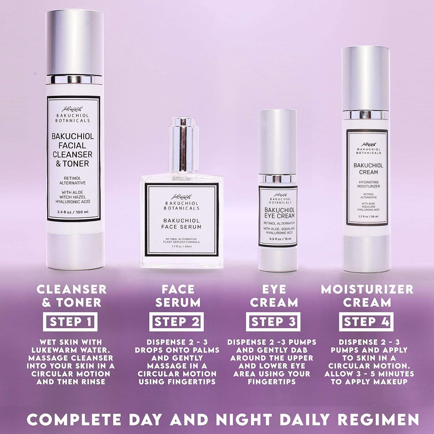 Bakuchiol Botanicals Facial Kit - Retinol Alternative - Fine Lines & Wrinkles - Irritation - Evens Natural Tone - Moisturizes - Anti Aging - Contains Bakuchiol Serum & Moisturizer 1.7 oz each