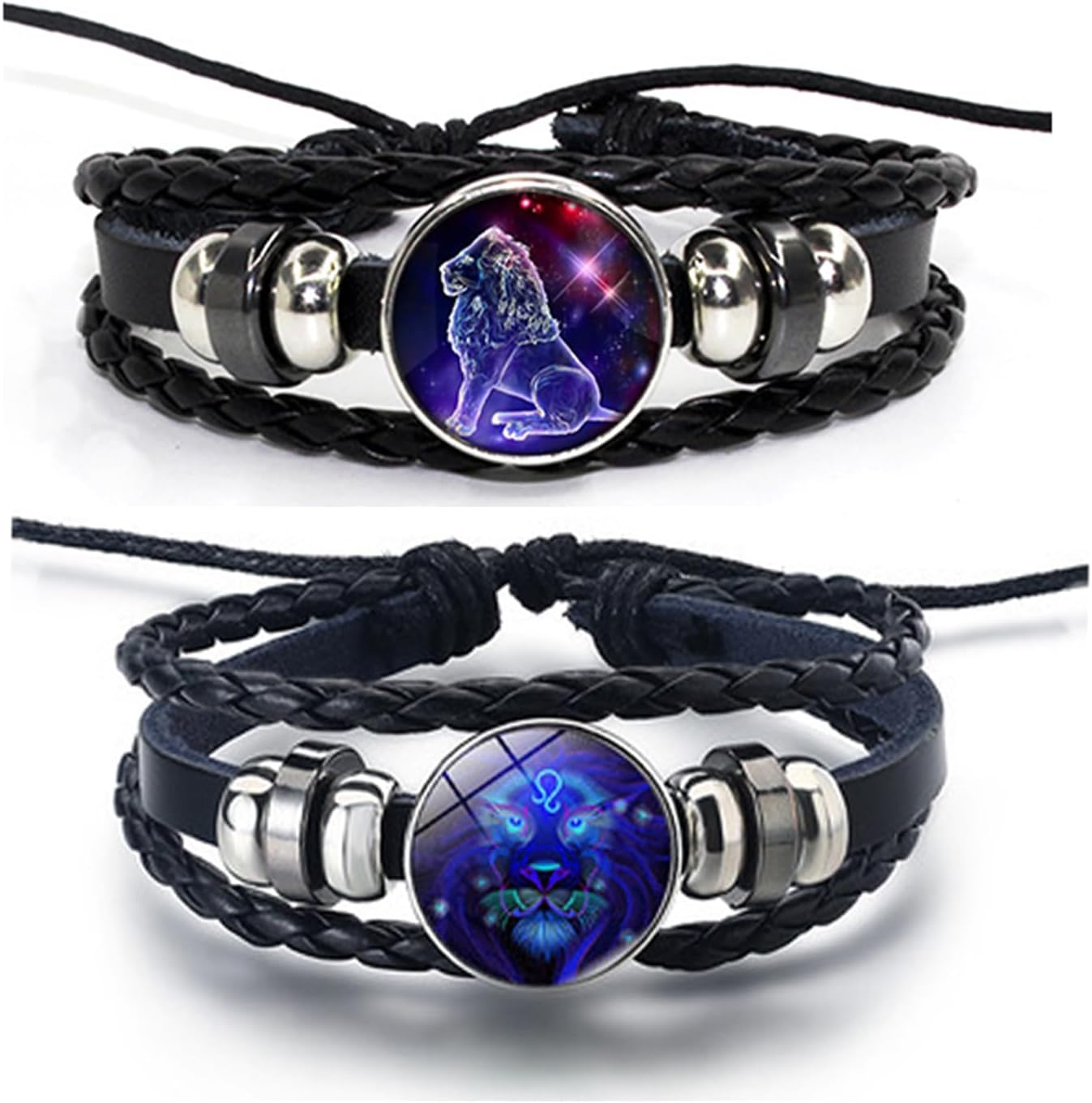 Zodiac Signs Spirit Bracelet for Women Men Multilayer Constellation Leather Wrap Bracelet Couple BFF Bracelets Birthday Gift 2Pcs Set