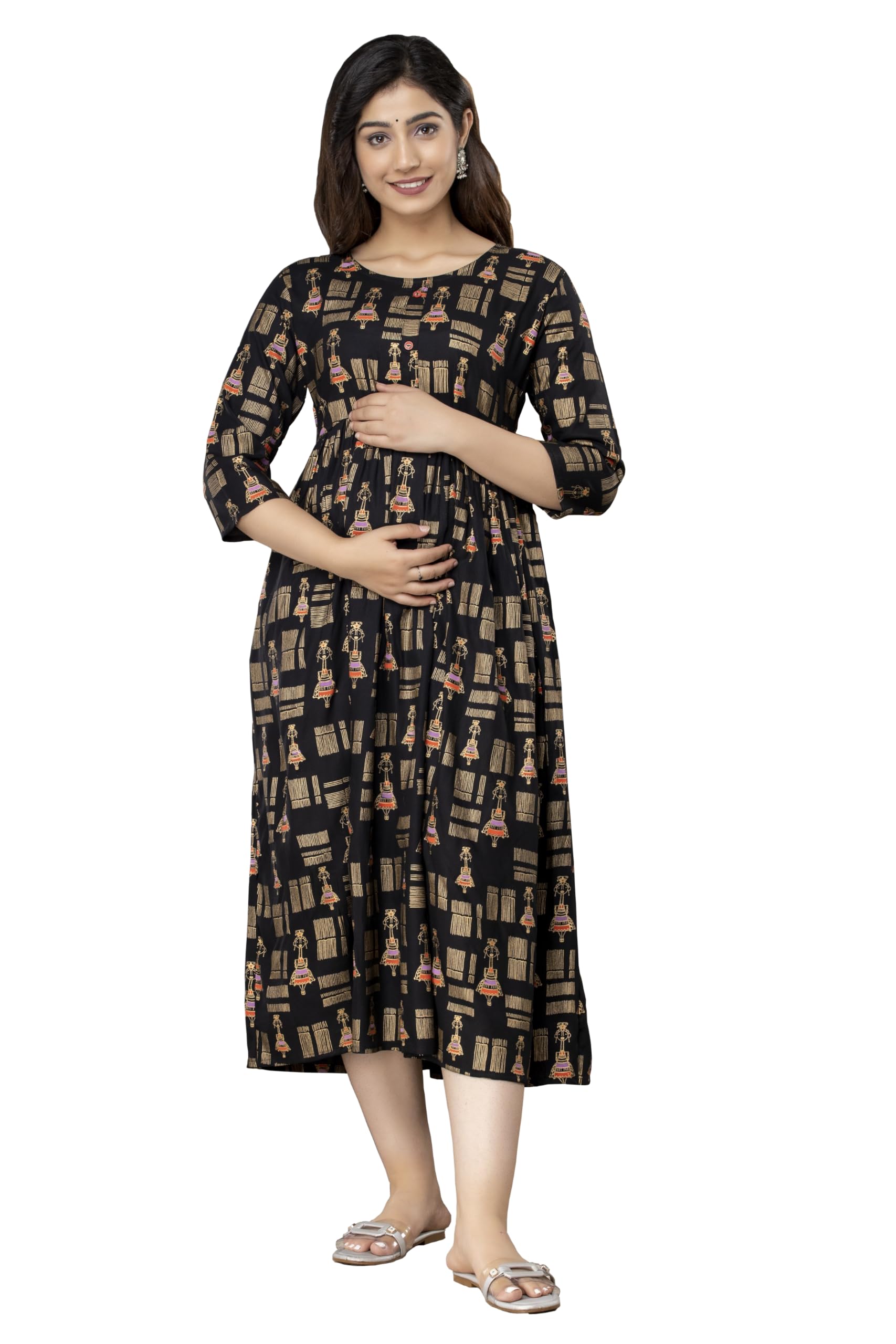Rajwada Dress Maternity Kurti for Women | Baby Shower Photoshoot Dress | Baby Feeding Dress | Trending Maternity Dresses | Dress for Summer | Maternity Kurta for Office-picture-29