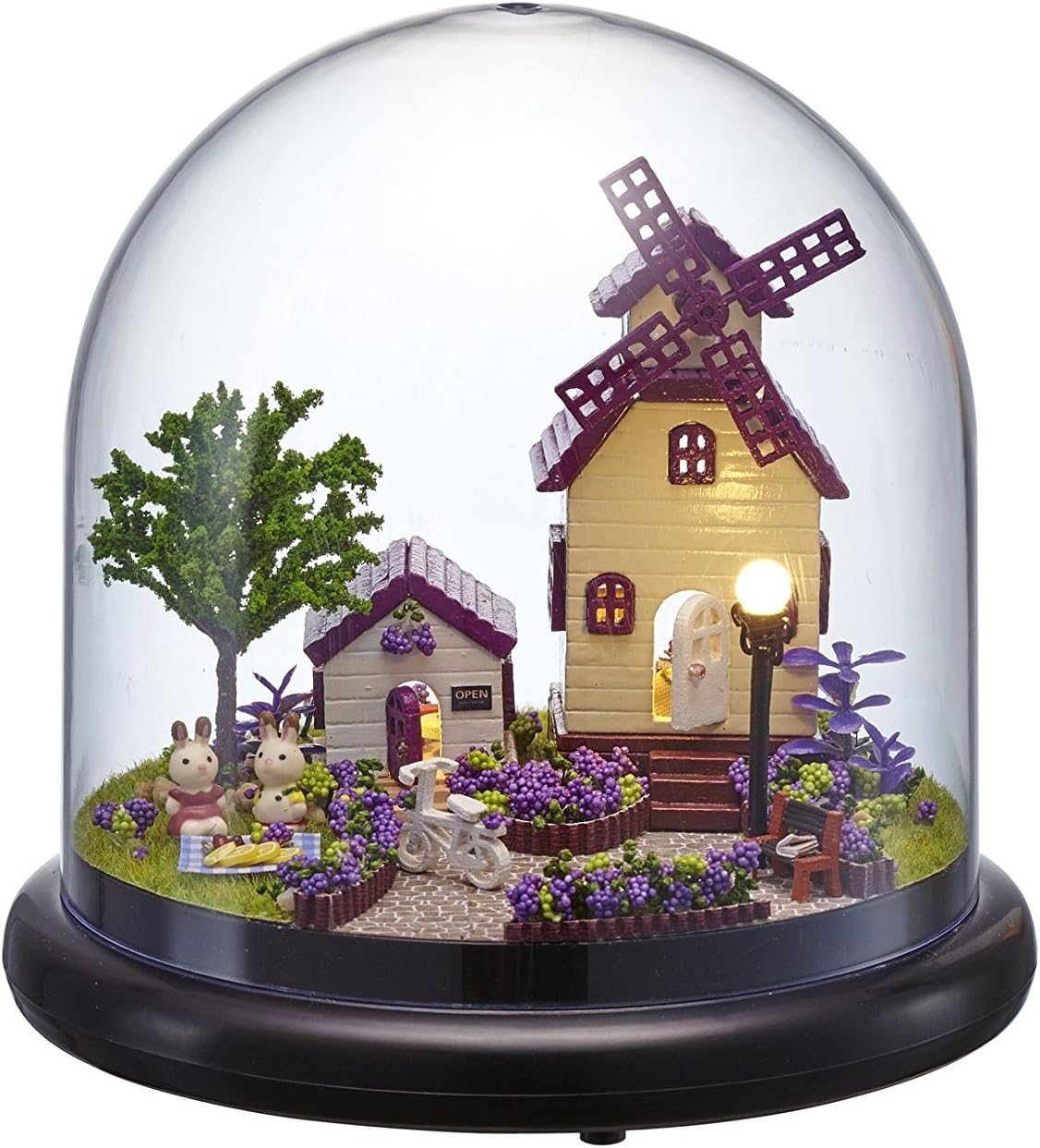 Rylai Architecture Model Building Kits with Furniture LED Music Box Miniature Wooden Dollhouse The Provence Series 3D Puzzle Challenge