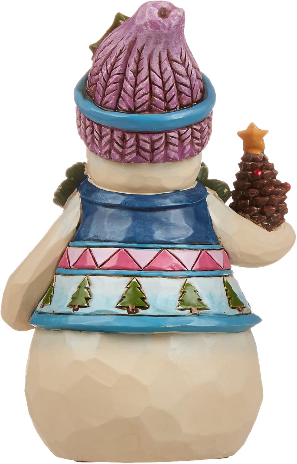 Enesco Jim Shore Heartwood Creek Pint-Size Snowman with Pinecone Stone Resin Figurine, 4.75”, White, Red, Green, Blue
