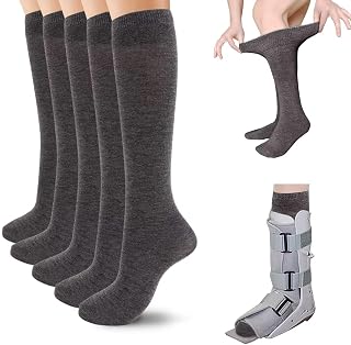 Walking Boot Socks Replacement Sock Liner for Orthopedic Walking Boots Walker Brace for Men Women, Seamless Breathable Medical Tube Cast Boot Surgical Leg Cover, 5 Pairs