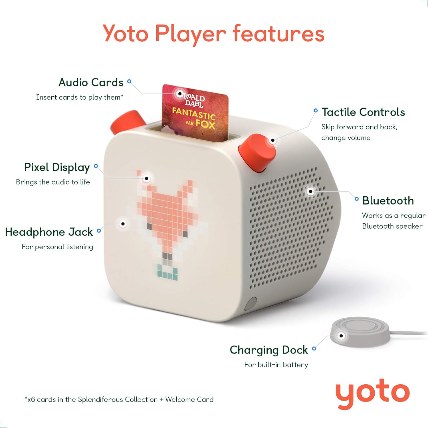 Holiday Deals 🛒 Yoto Player – Kids Audio & Music Player & 6 Cards Roald Dahl Splendiferous Collection | MP3 Speaker Plays Audiobooks Cards, Radio & More | Includes Sleep Trainer & Nightlight, All-in-One Musical Toy Flash Sale Yoto Player – Kids Audio & Music Player & 6 Cards Roald Dahl Splendiferous Collection | MP3 Speaker Plays Audiobooks Cards, Radio & More | Includes Sleep Trainer & Nightlight, All-in-One Musical Toy