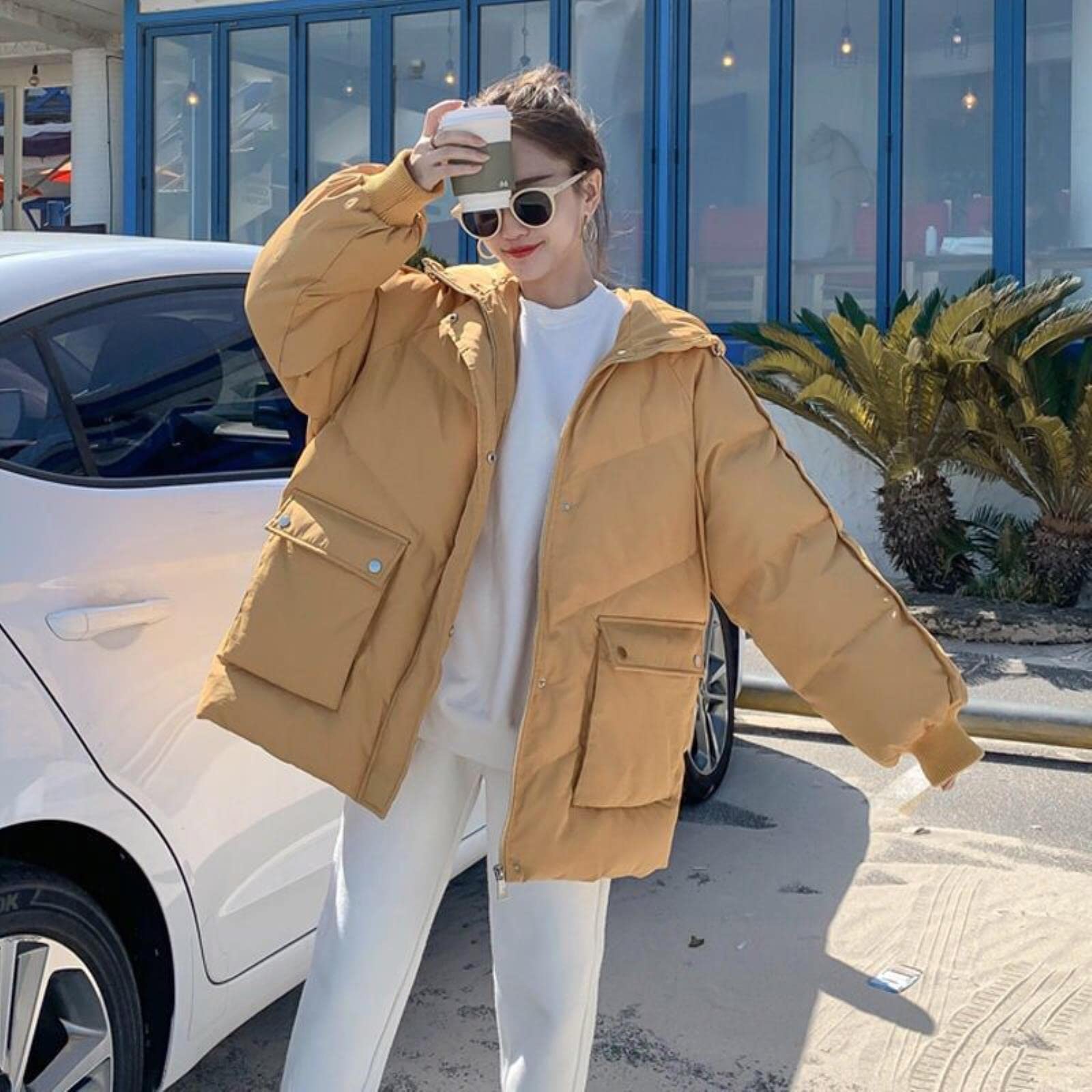 ZXCL 2021 Korean Loose Puffer Jacket Oversize Women's Short Winter