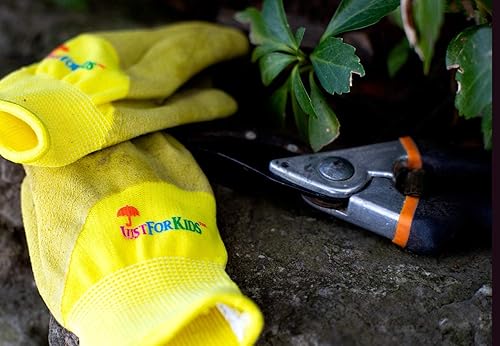 Miniatura 4 de G & F Products JustForKids Kids Garden Work Gloves Soft Cotton or Synthetic Leather, Dirt-Resistant, Non-Slip, Knit Wrist