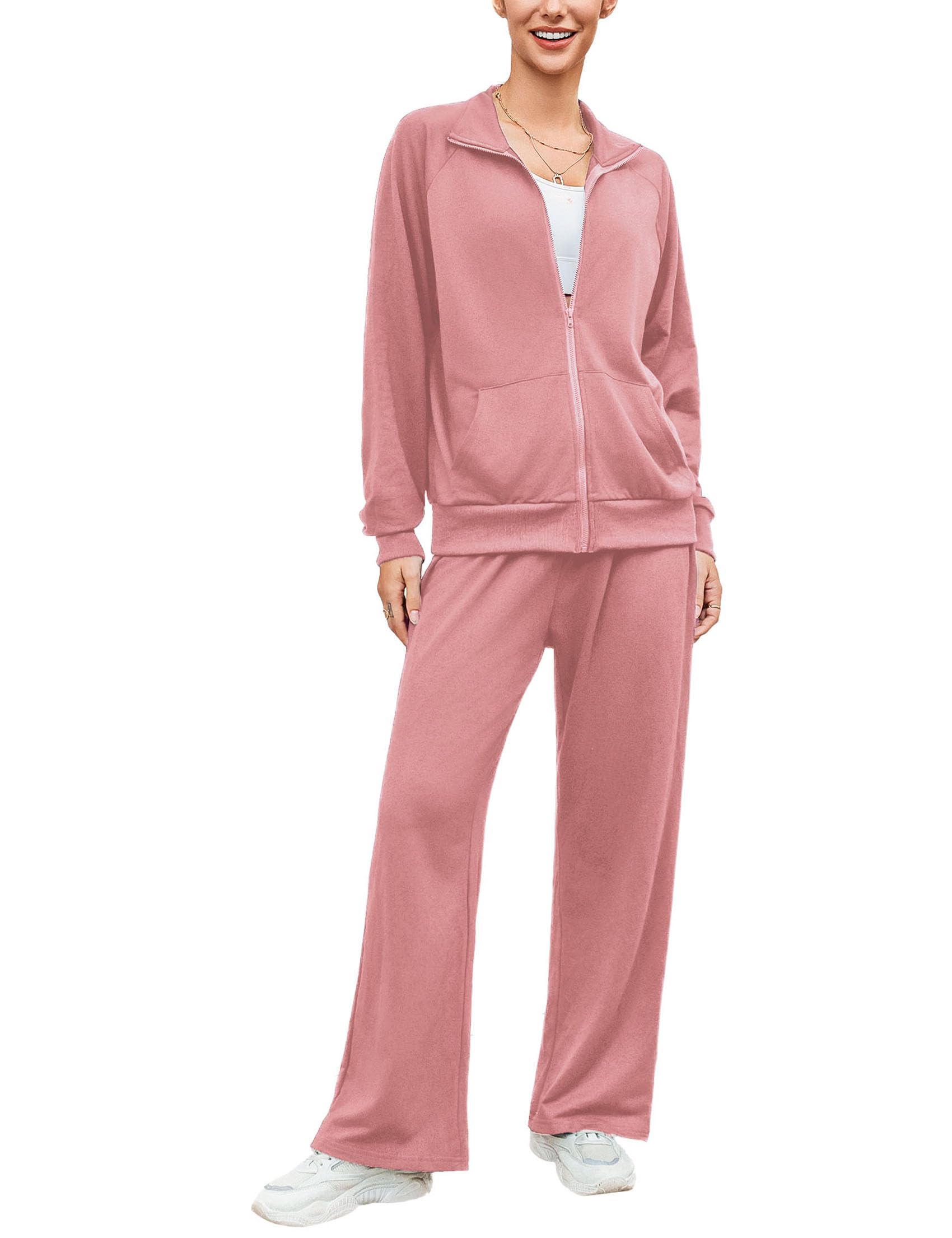 Terecey Tuta Sportiva Donna Completa 2 Pezzi Tuta Invernale Ginnastica Elegante Tute Ginnastica Felpata Casual Abbigliamento per Jogging Correre Fitness S-XXL