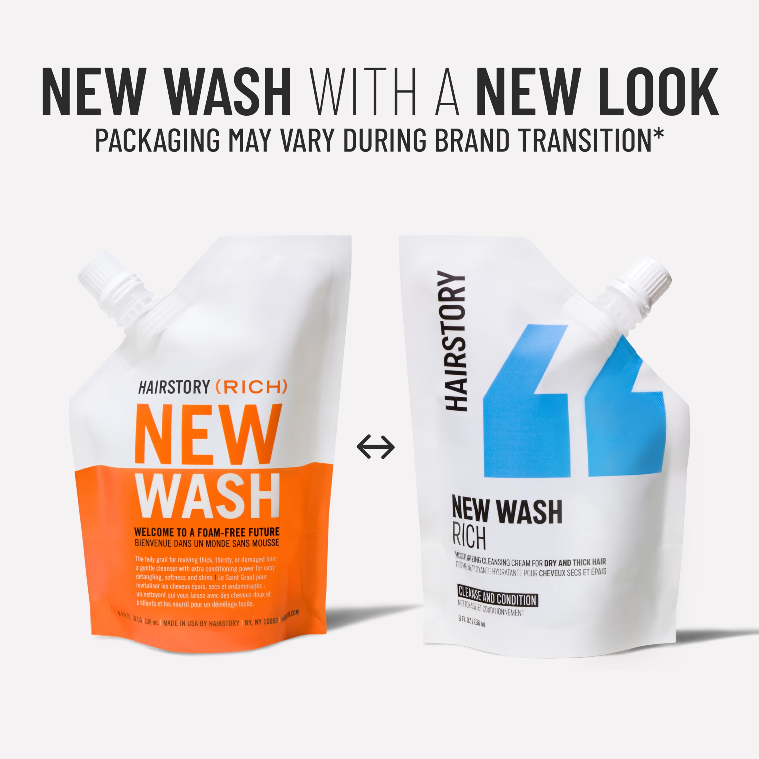 Hairstory New Wash Rich, crème nettoyante ultra-hydratante pour cheveux secs et épais, alternative au shampooing et à l'après-shampooing, restaure douceur et brillance, 590 ml