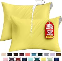Vista 30 de Utopia Bedding Protector de almohada impermeable, con cremallera, paquete de 2, beige, estándar, funda de almohada a prueba de chinches, de 20 x 26