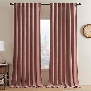 Timeper Wild Rose Pink Velvet Curtains 84 inches 2 Panels, Light Blocking Curtains for Bedroom Living Room Thermal Insulated Luxury Super Soft Window Drapes,Back Tab & Rod Pocket,W52 x L84 inches - Buy now