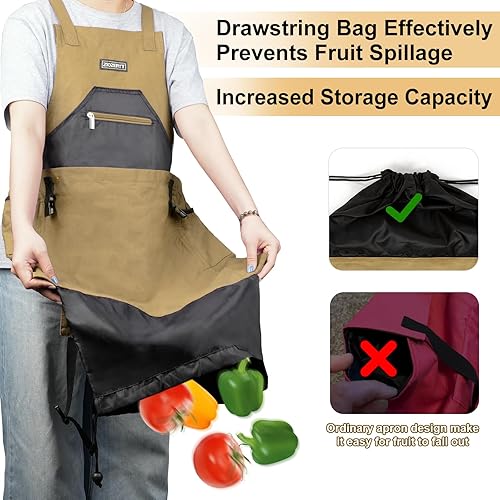 Miniatura 2 de Delantal de jardín, delantales de cosecha con bolsillos para mujeres y hombres, cinturón de herramientas de jardinería de lona, regalos de