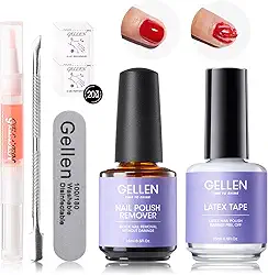 Gellen Kit Removedor de Esmalte Em Gel - Removedor de Esmalte Em Gel com Fita de Látex Descasca Líquido e Ferramentas de Manicure, Removedor de Esmalte Em Gel Rápido e Fácil Em 2 A 5 Minutos, Sem Danificar As Unhas