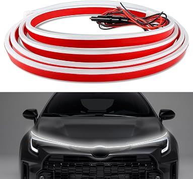 Car Hood Light Strip, LED Lights for Car, 59/71/79 Inch Flexible Daytime LED Running Lighting with Dynamic Scan Start Up Effect, 12V Waterproof Hood Glow Lamp for Truck SUV White, 2M