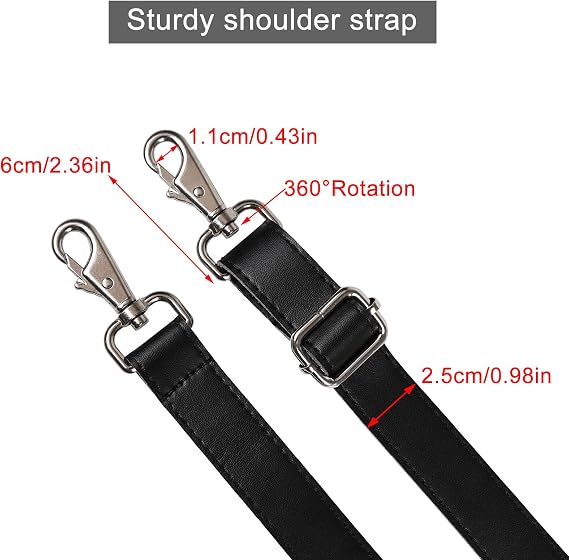 JAKAGO Universal Leather Shoulder Strap with Silver Metal Swivel Hooks adjustable Shoulder Bag Accessories straps for Leather Crossbody Bag Briefcase Messenger Bag Satchel DIY Purse Making