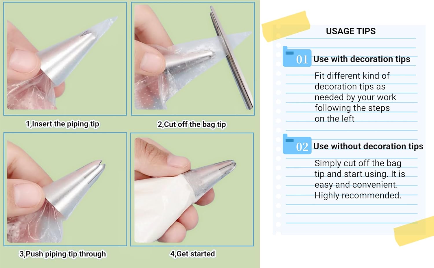 23 Inch Extra Large Piping Bags,100 Pack Anti-Burst Pastry Bag