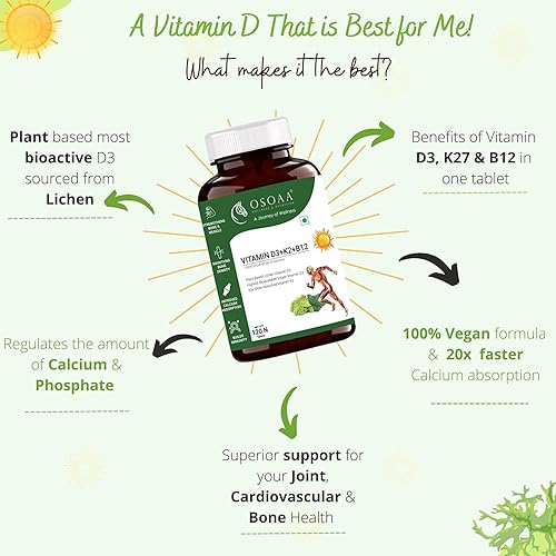 Miniatura 2 de Verem 100% RDA Vitamina D3 K2 (MK7) B12 para hombres y mujeres (600 UI), 100% vegana, planta de absorción rápida (fuente de liceno), suplemento de