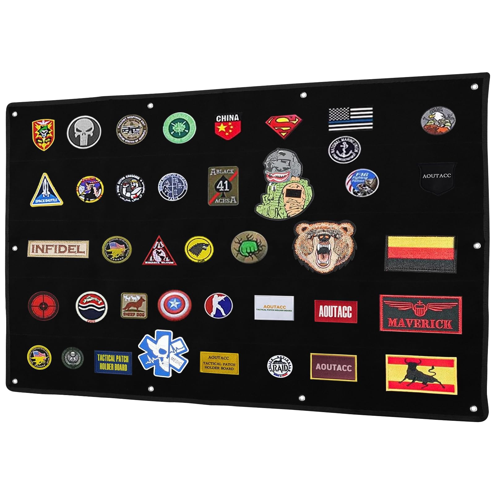 Pannello tattico di supporto per patch militari, 108 x 70 cm, pannello tattico militare pieghevole con gancio e fibbia per appendere patch