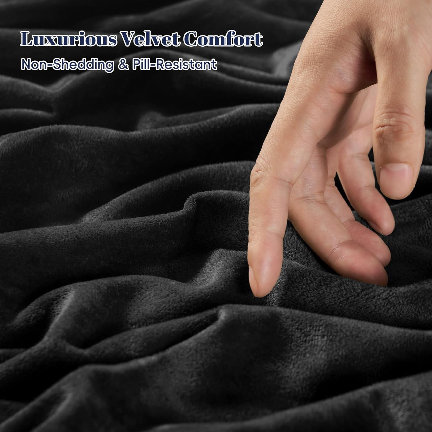 PHF Double-Sided Velvet Comforter Set King Size, 5 Piece Soft Luxury Winter Warm Bedding Sets, Modern Bed in A Bag Including 1 Cozy Comforter, 2 Pillow Shams, 2 Euro Shams for Home Decor, Black - Image 6