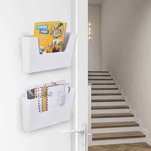Miniatura 3 de YOHOM Paquete de 2 soportes adhesivos de oficina para documentos, soporte pequeño de almacenamiento para colgar en la pared, puerta, correos y