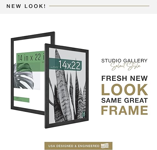 Vista 123 de MCS Studio Gallery Marco para póster de 16 x 24 pulgadas, imitación de veta de madera de color negro, colgar en horizontal o vertical, grande