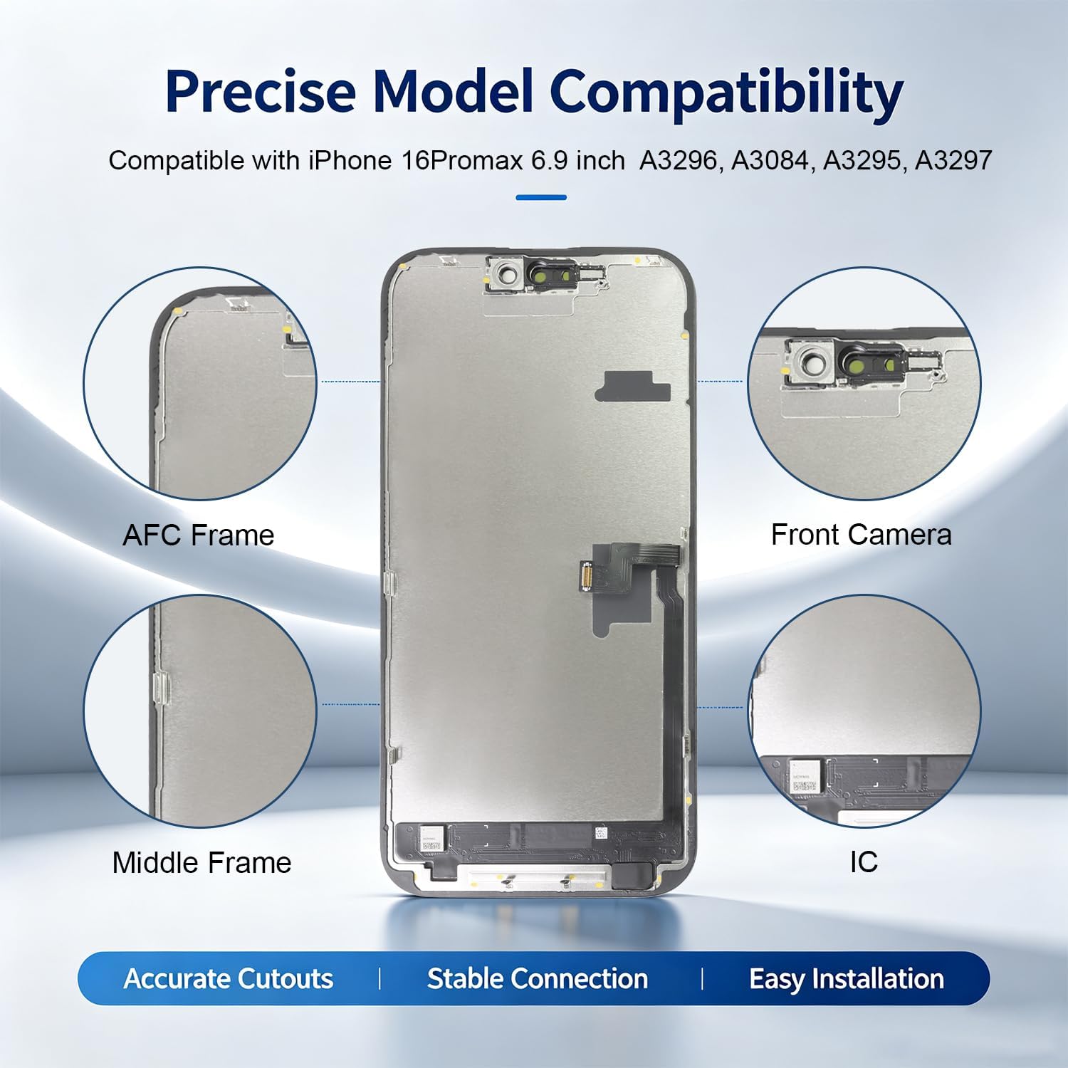 for iPhone 16 Pro Max Screen Replacement Kit, with Repair Kits image 2