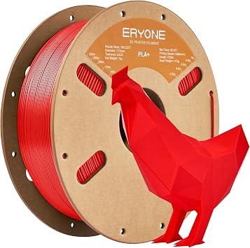 ERYONE PLA Plus Filament for 3D Printer 1.75mm +/-0.03mm, 3D Printing Filament PLA+ 1kg2.2LBS/Spool, Red