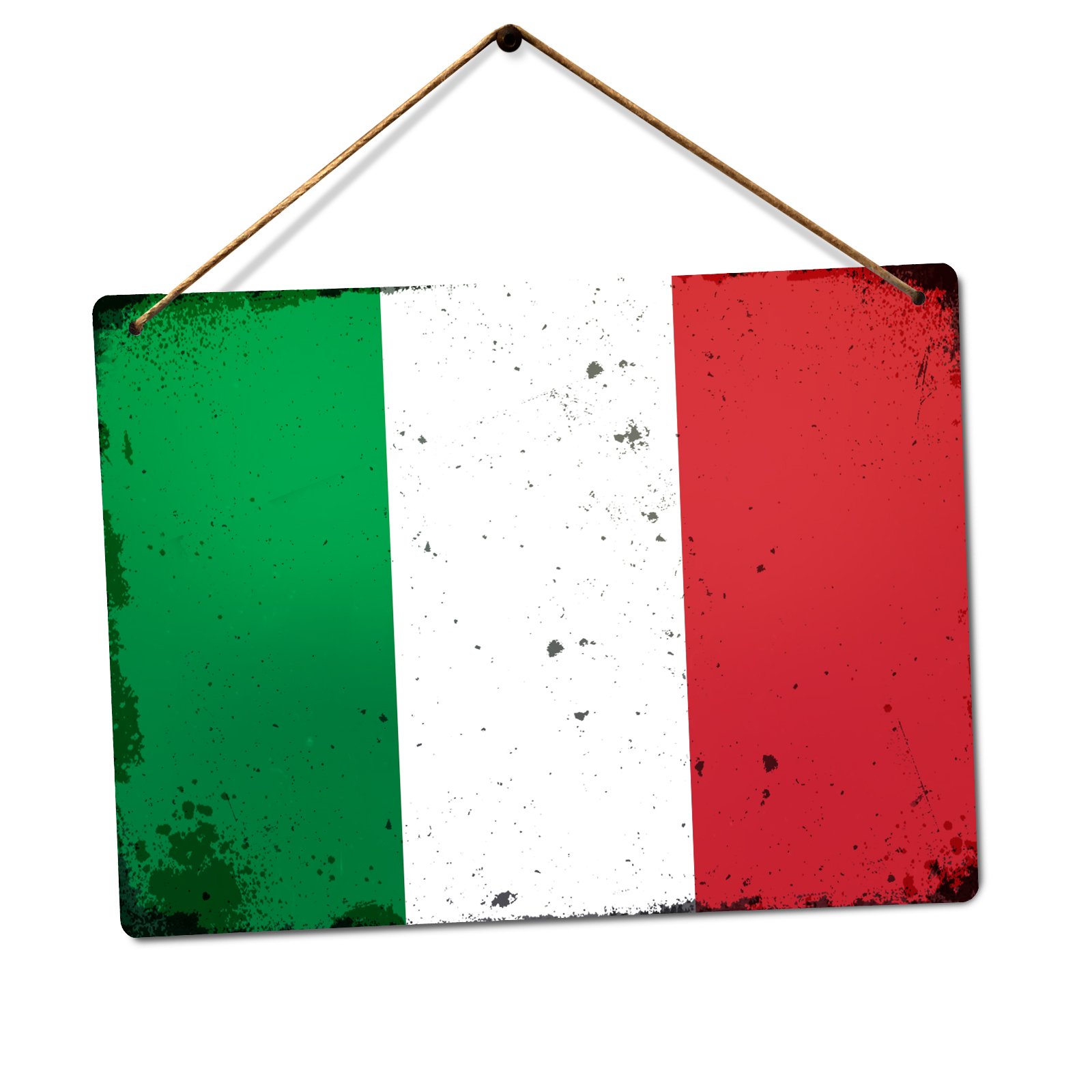 | Wtf | Italy Worn World Flags – | Twine - Metal Wall Sign Plaque Art Inspirational