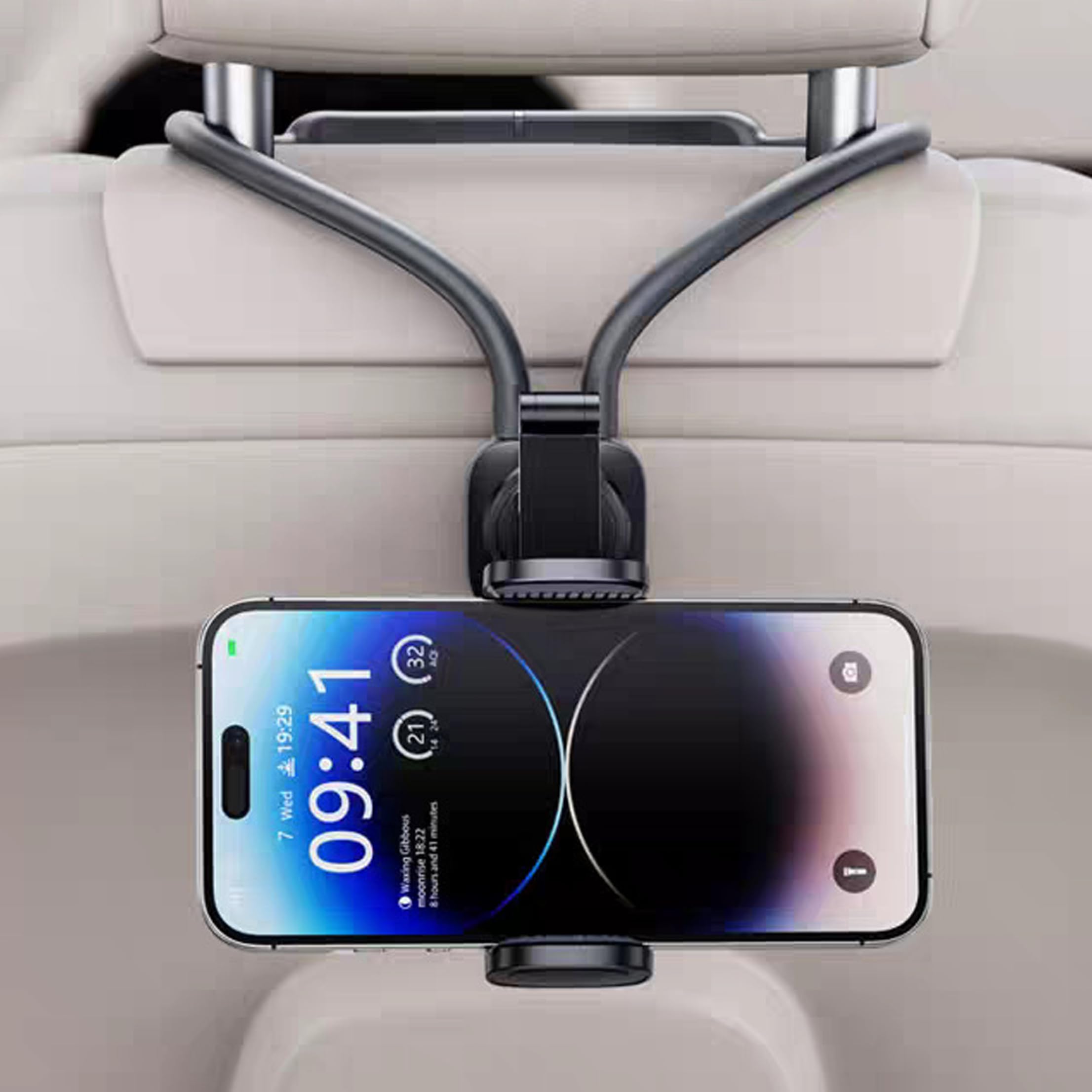 Support de tablette pour appui-tête, support de voiture sécurisé pour tablette avec vue réglable, installation sans outil, essentiels voyage pour enfants, voiture
