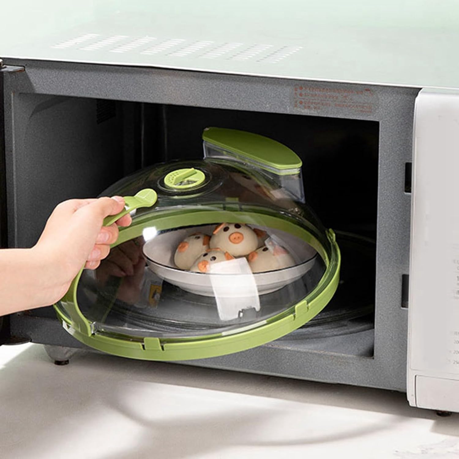 Microwave Splatter Cover 10.2 inch Retractable Plate Splatter Guard Lid With Water Steamer Clear Kitchen Cooking Guard Heat Tolerance for Food Freshness