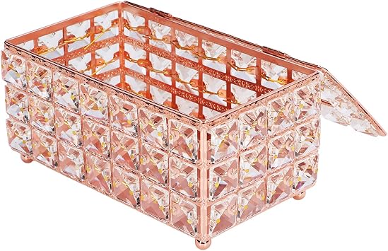 Tissue Box Holder, Simple Structure Widely Used Multi Function Tissue Box Cover for Office for Home for Hotel Rose Gold