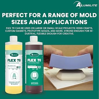 Alumilite Flex 70 Urethane Rubber, Durable & Flexible Casting Resin for Rubber Molds & Parts, with Shore Hardness of 70A, Ideal for Industrial Molds, Prototypes, and Detailed Castings, 32 Oz