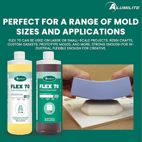 Alumilite Flex 70 Urethane Rubber, Durable & Flexible Casting Resin for Rubber Molds & Parts, with Shore Hardness of 70A, Ideal for Industrial Molds, Prototypes, and Detailed Castings, 32 Oz