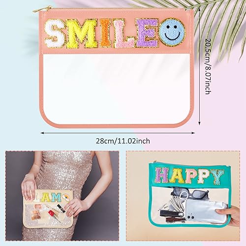 Miniatura 2 de 3 piezas de felpilla con cremallera transparente para viajes, bolsa de cosméticos impermeable, bolsas de aperitivos transparentes, bolsa de