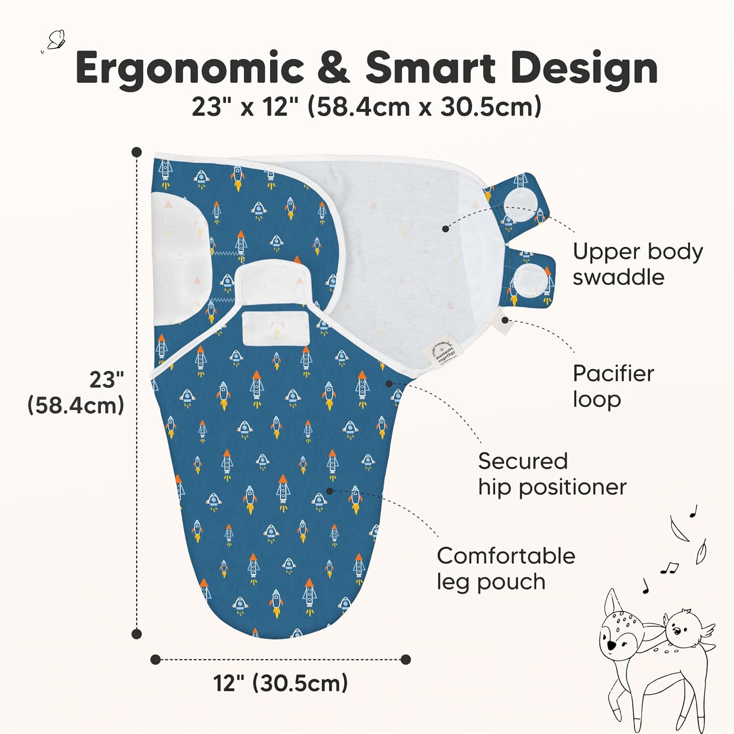 3-Pack Organic Baby Swaddle Sleep Sacks - Swaddles for Newborns, Infant 0-3 Months, Baby Girls, Boys, Soft & Snug Newborn Sleep Sack, Nursery Swaddling Blankets (Cosmo, OS)