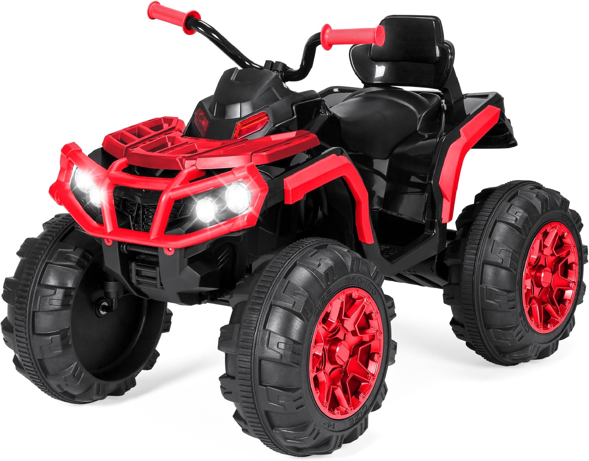 Best Choice Products 12V Kids Ride-On Electric ATV, 4-Wheeler Quad Car Toy w/Bluetooth Audio, 3.7mph Max Speed, Treaded Tires, LED Headlights, Radio - Red
