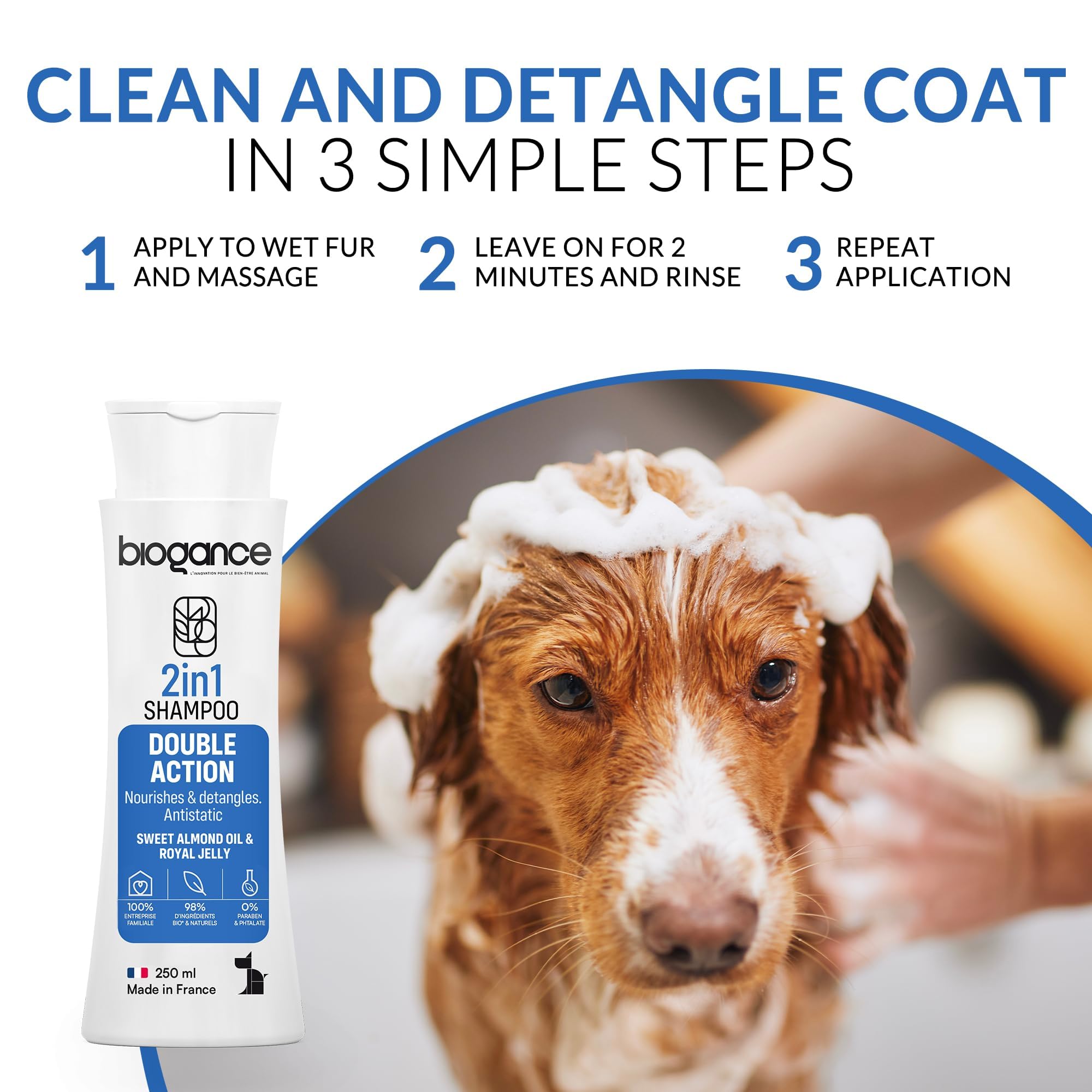 Biogance 2-in-1 Dog Shampoo and Conditioner, Enriched with Sweet