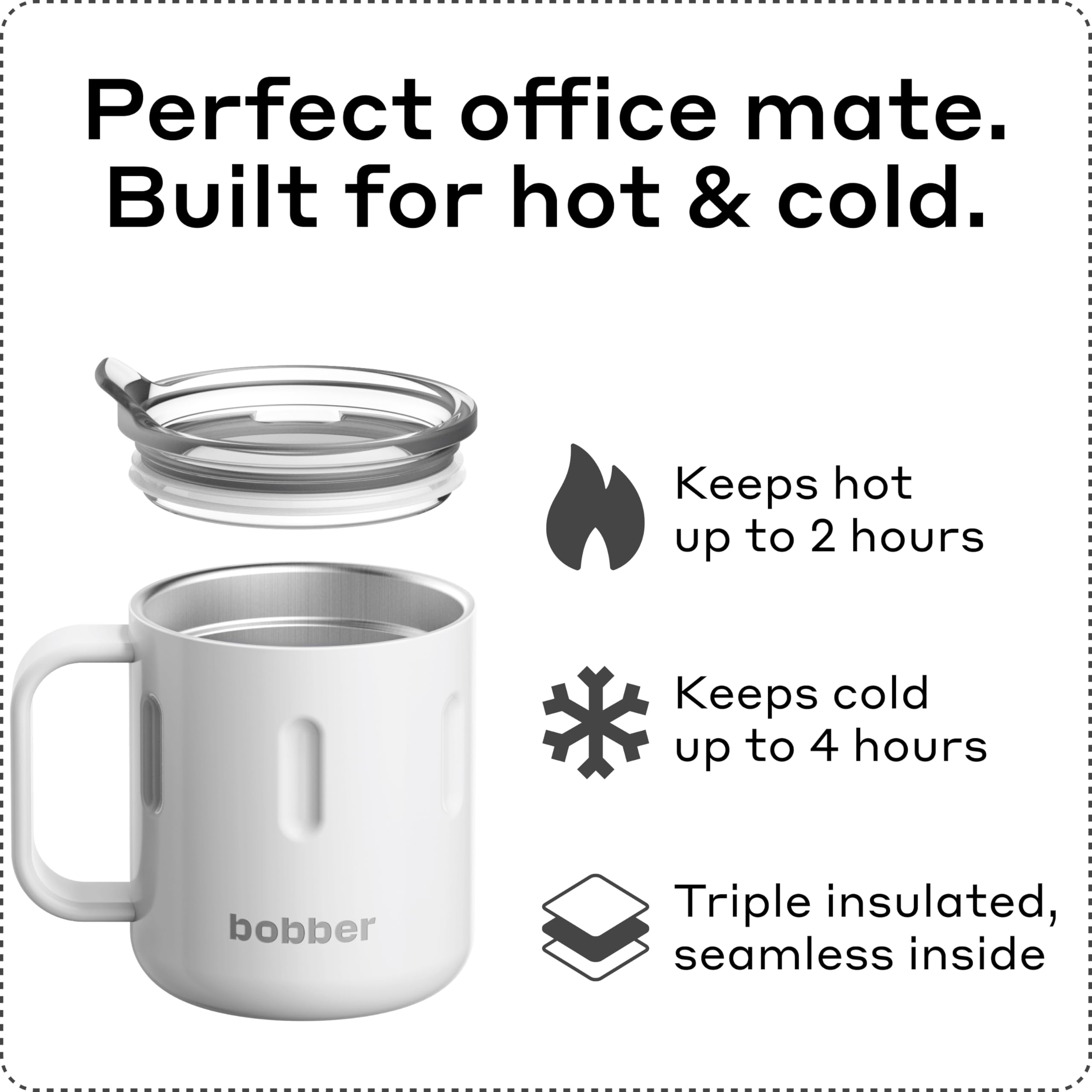 10 oz insulated coffee mug with handle Mug by bobber — 10 oz Stainless Steel Insulated Coffee Mug with Handle main image 0
