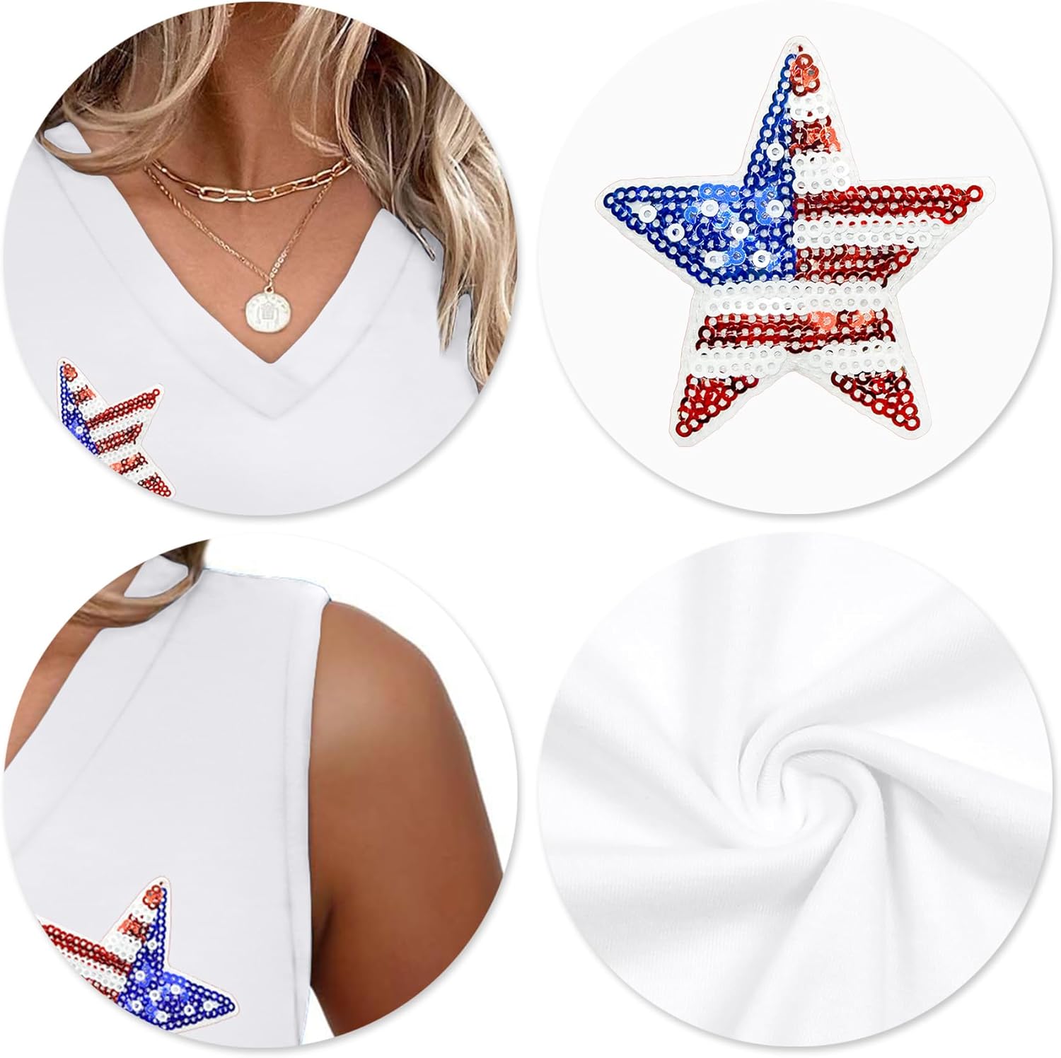 American Flag Tank Top Women 4th of July Tanks Tops for Womens USA Flag Patriotic V Neck Sleeveless Tee - Image 5