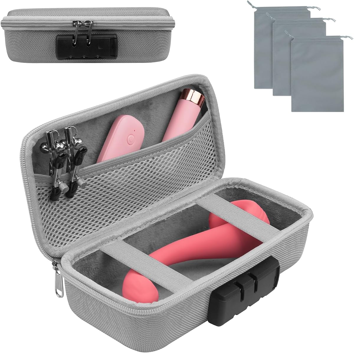 Bolsa de almacenamiento de juguetes discreta de 7,7 ", caja organizadora de juguetes para juegos con cerradura para adultos