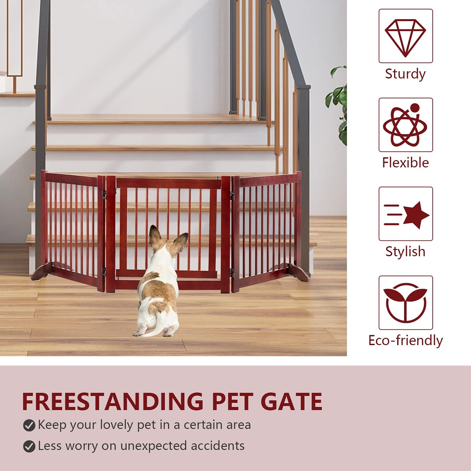 Buy Kinfant Wood Dog Gate for Doorways, Freestanding Pet Gates for Dogs
