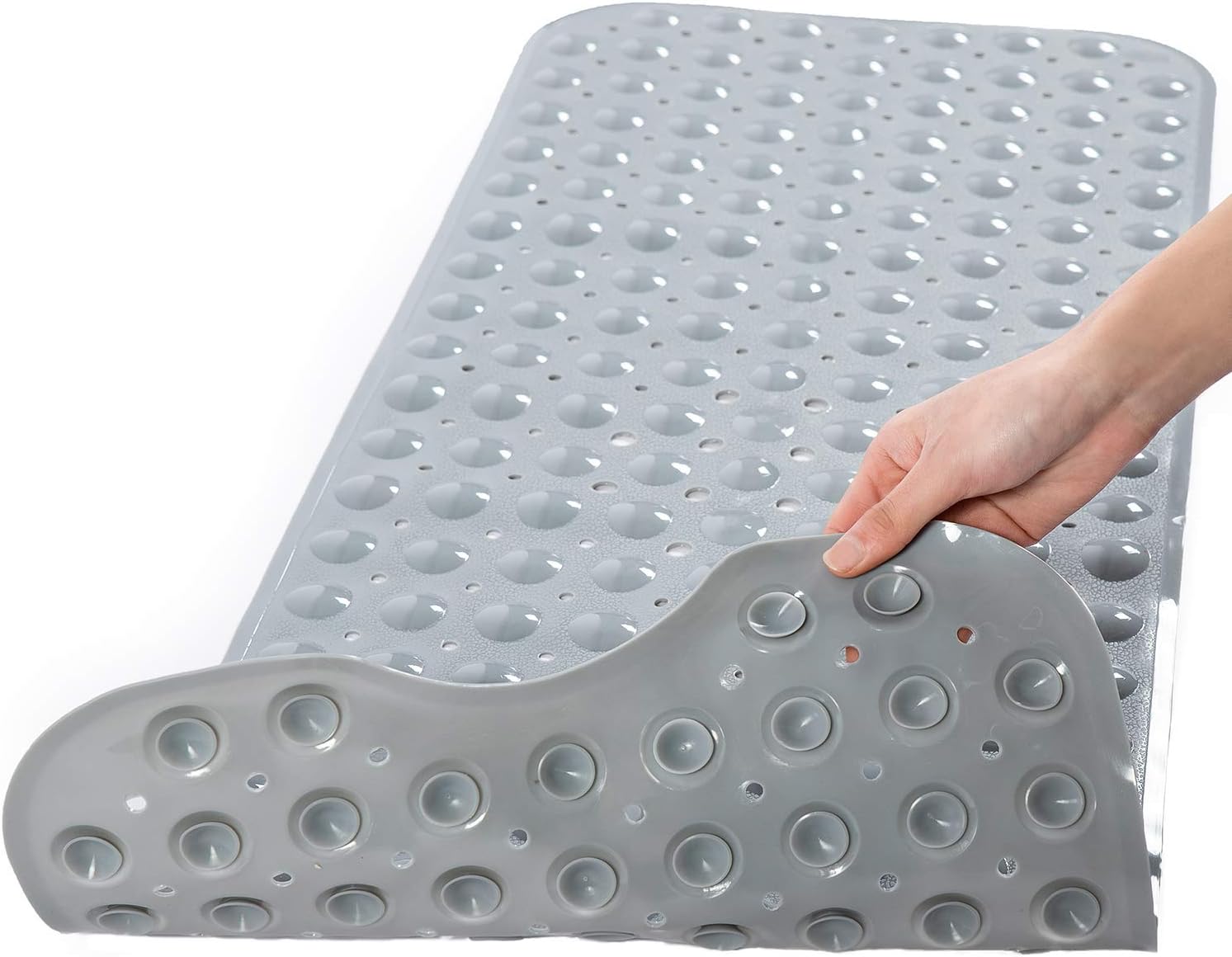 TEESHLY Bathtub Mats for Shower Tub Extra Long Non-Slip Bath Mat, Shower Mat with Drain Holes and Suction Cups - Image 3