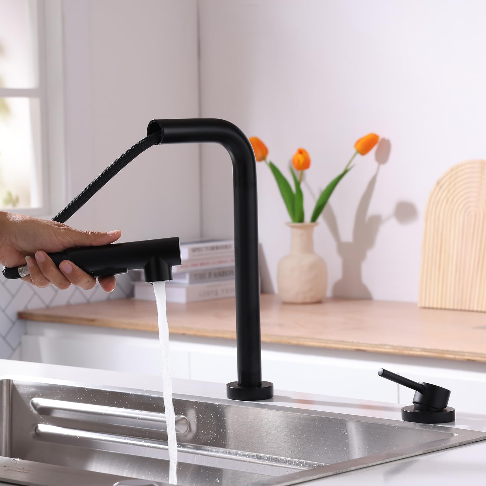 Grifos mezcladores para Fregadero Grifo de Cocina extraíble Monomando con diseño Plegable fregaderos Ocultos y autocaravanas solución Elegante Ahorrar Espacio.
